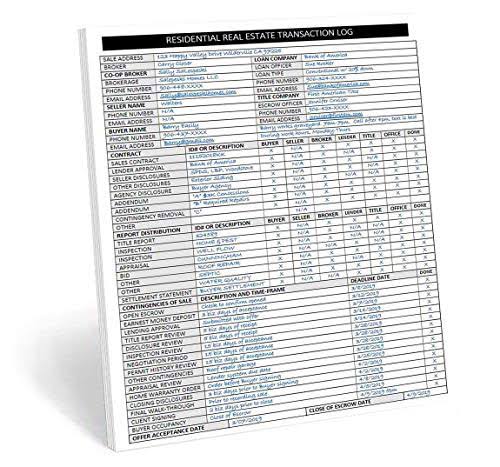 Real Estate Agent Supplies Home Client Log to include in Listing File Folders. Realtor Log to Track Needs